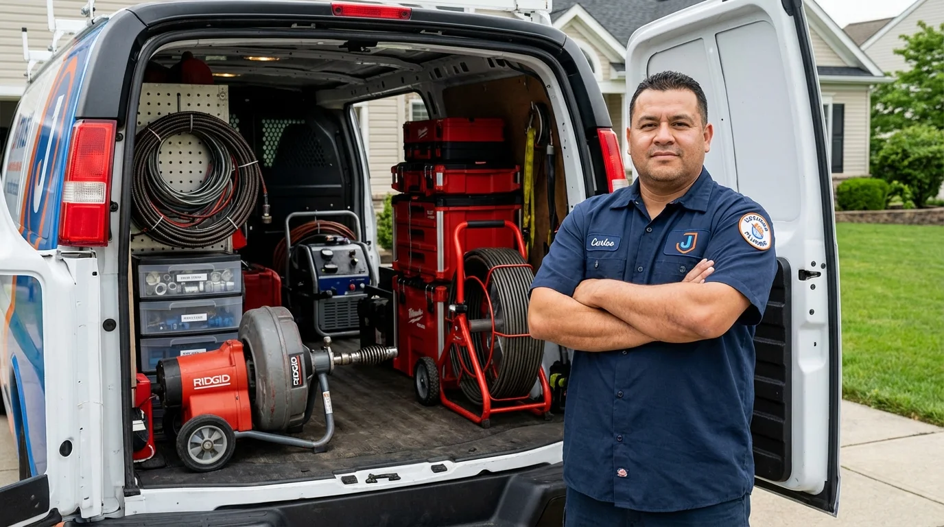 Professional drain cleaning equipment and Johns Plumbing LLC plumber in Morehead City