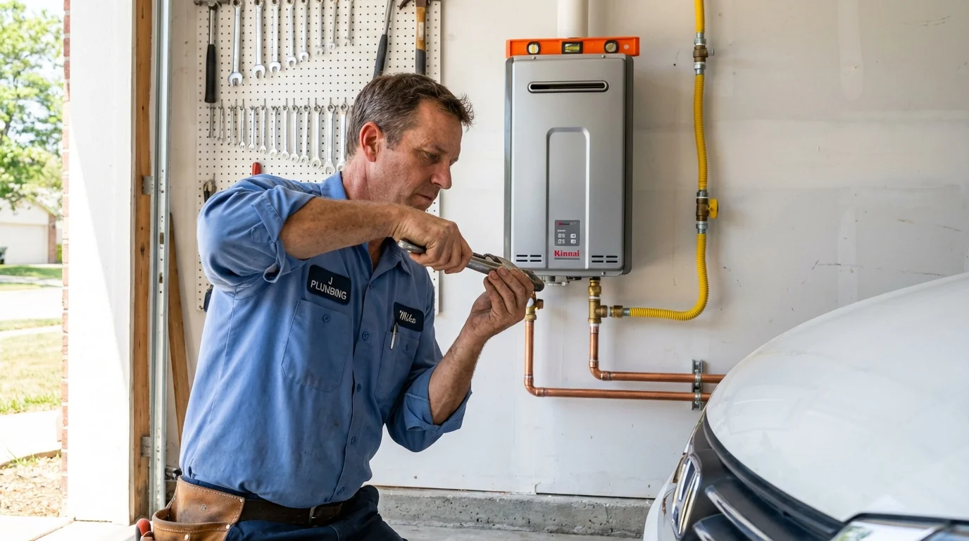 Tankless water heater installation by a Johns Plumbing LLC plumber in Morehead City